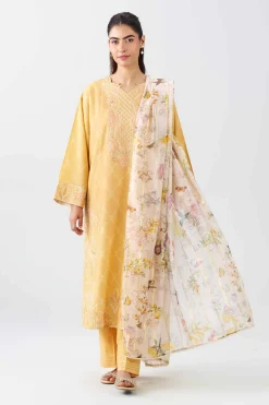 3 Piece - Printed Embroidered Suit - PE26-522
