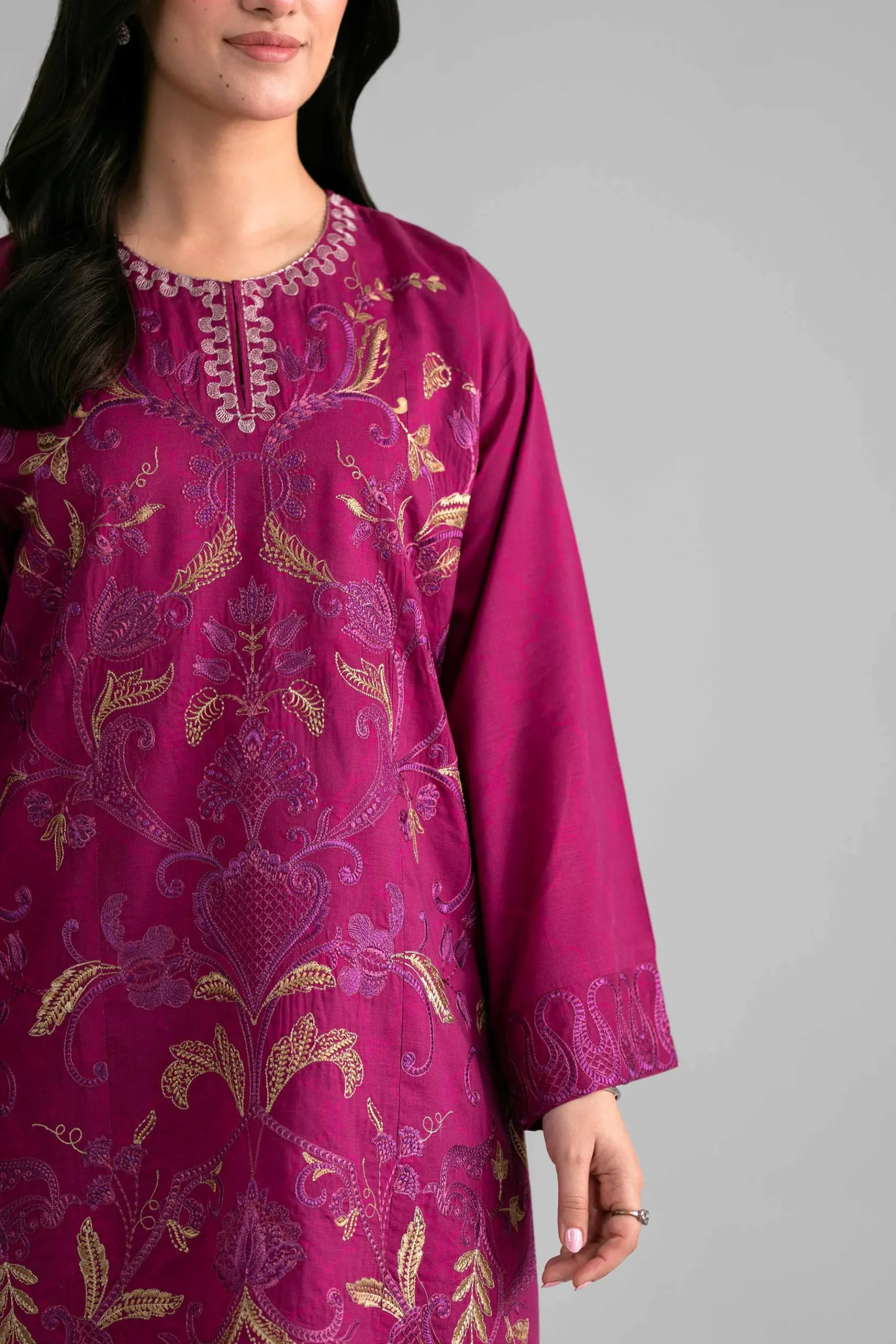 3 Piece - Printed Embroidered Suit - PE26-526