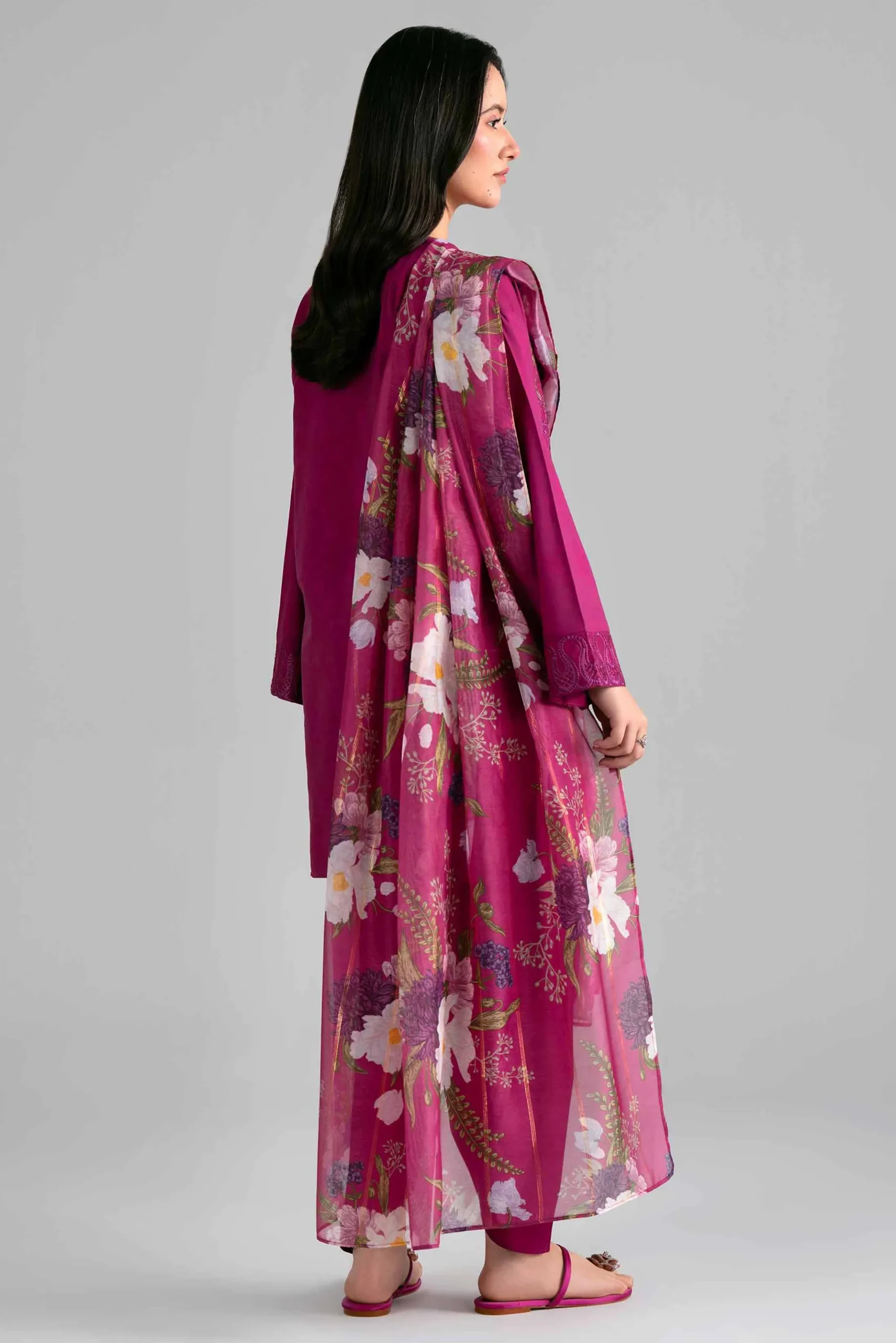 3 Piece - Printed Embroidered Suit - PE26-526
