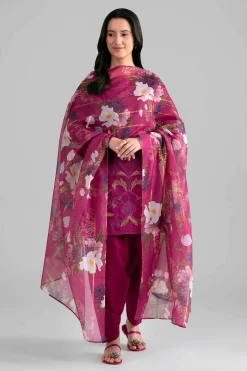 3 Piece - Printed Embroidered Suit - PE26-526