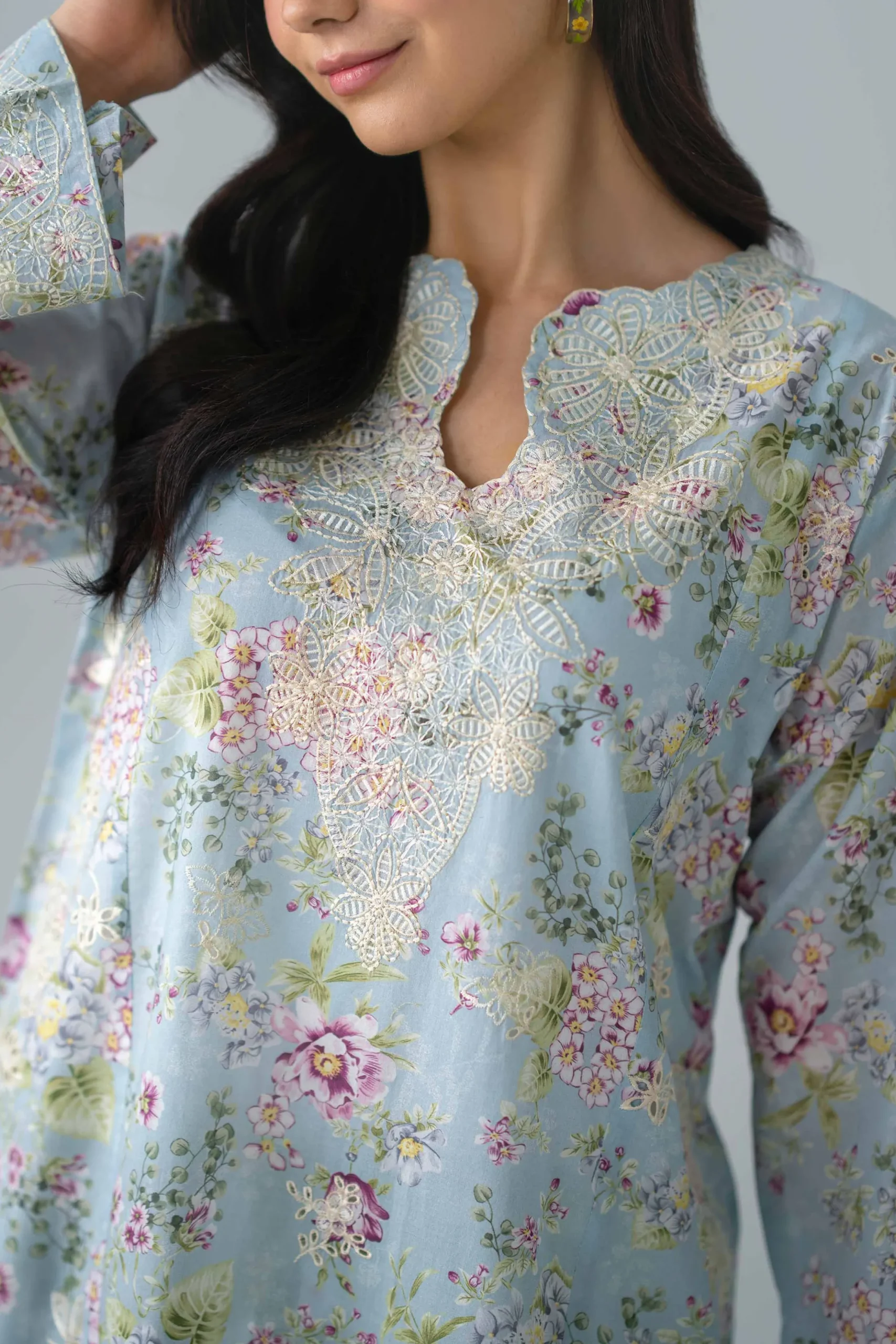 2 Piece - Printed Embroidered Suit - PE26-587