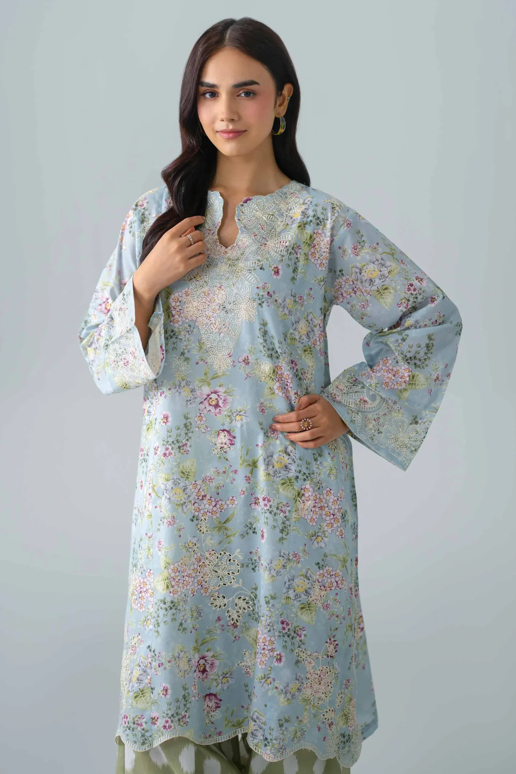 2 Piece - Printed Embroidered Suit - PE26-587