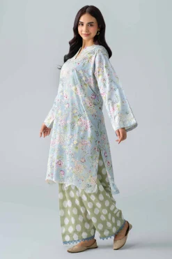 2 Piece - Printed Embroidered Suit - PE26-587