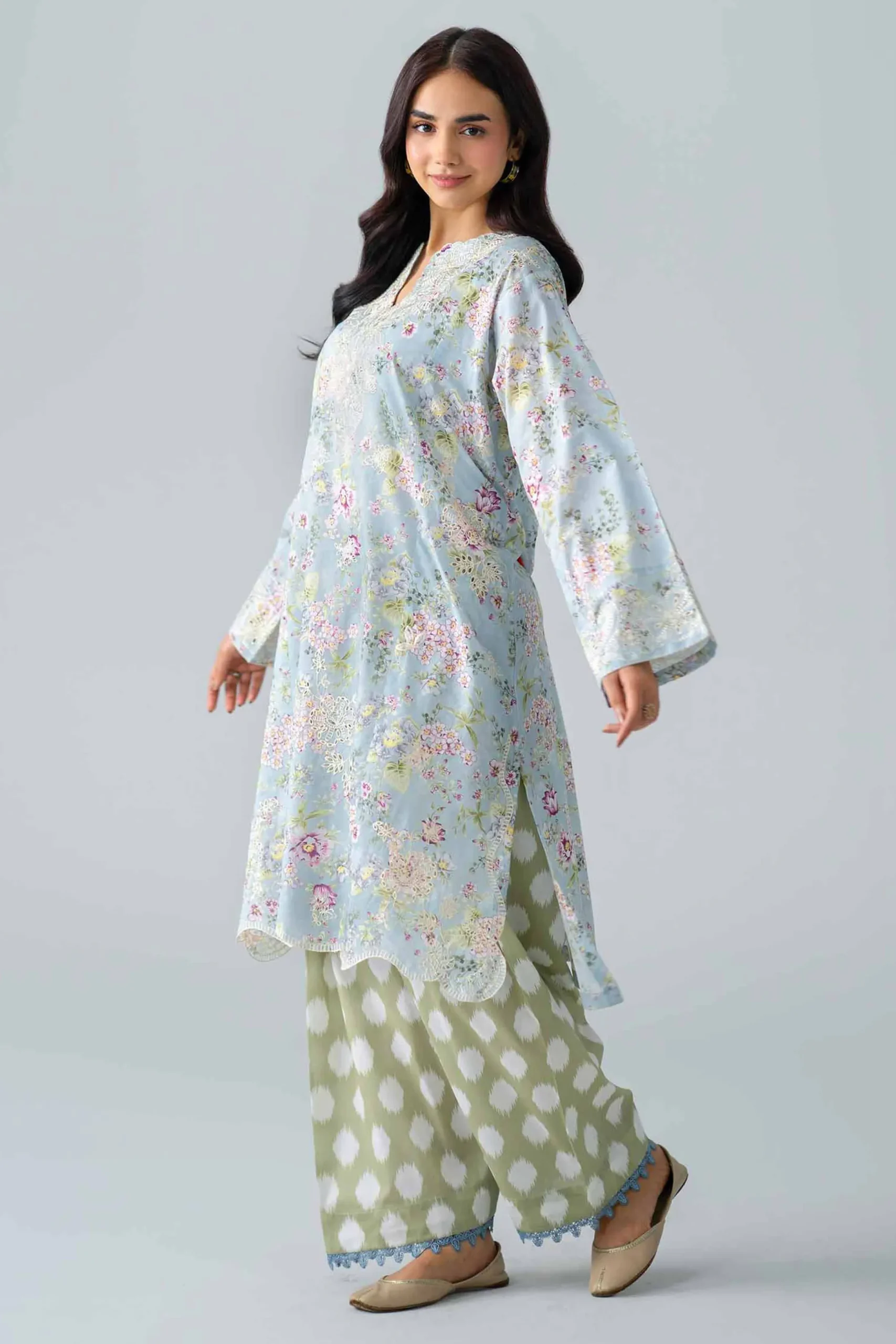 2 Piece - Printed Embroidered Suit - PE26-587