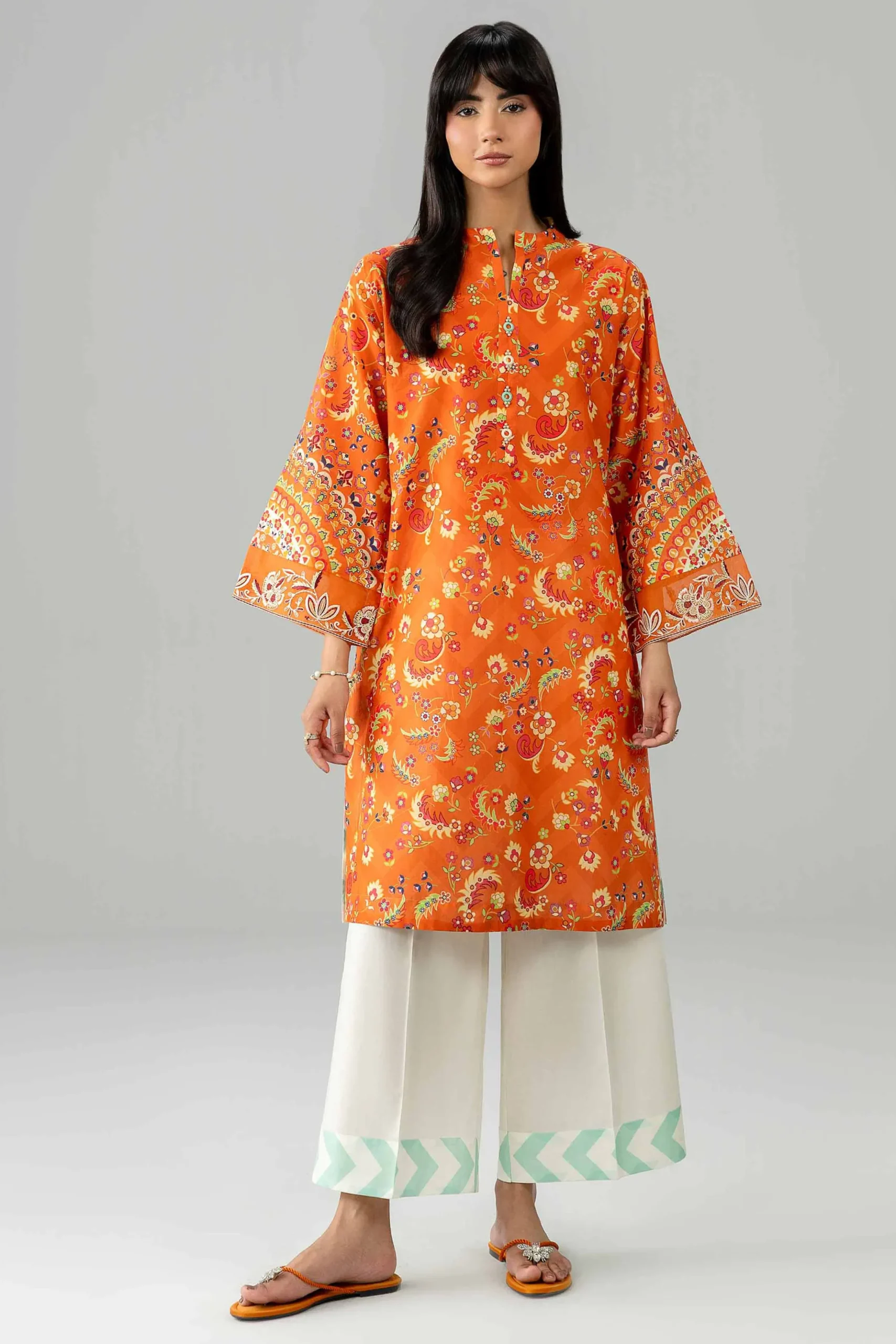 2 Piece - Printed Embroidered Suit - PE26-590