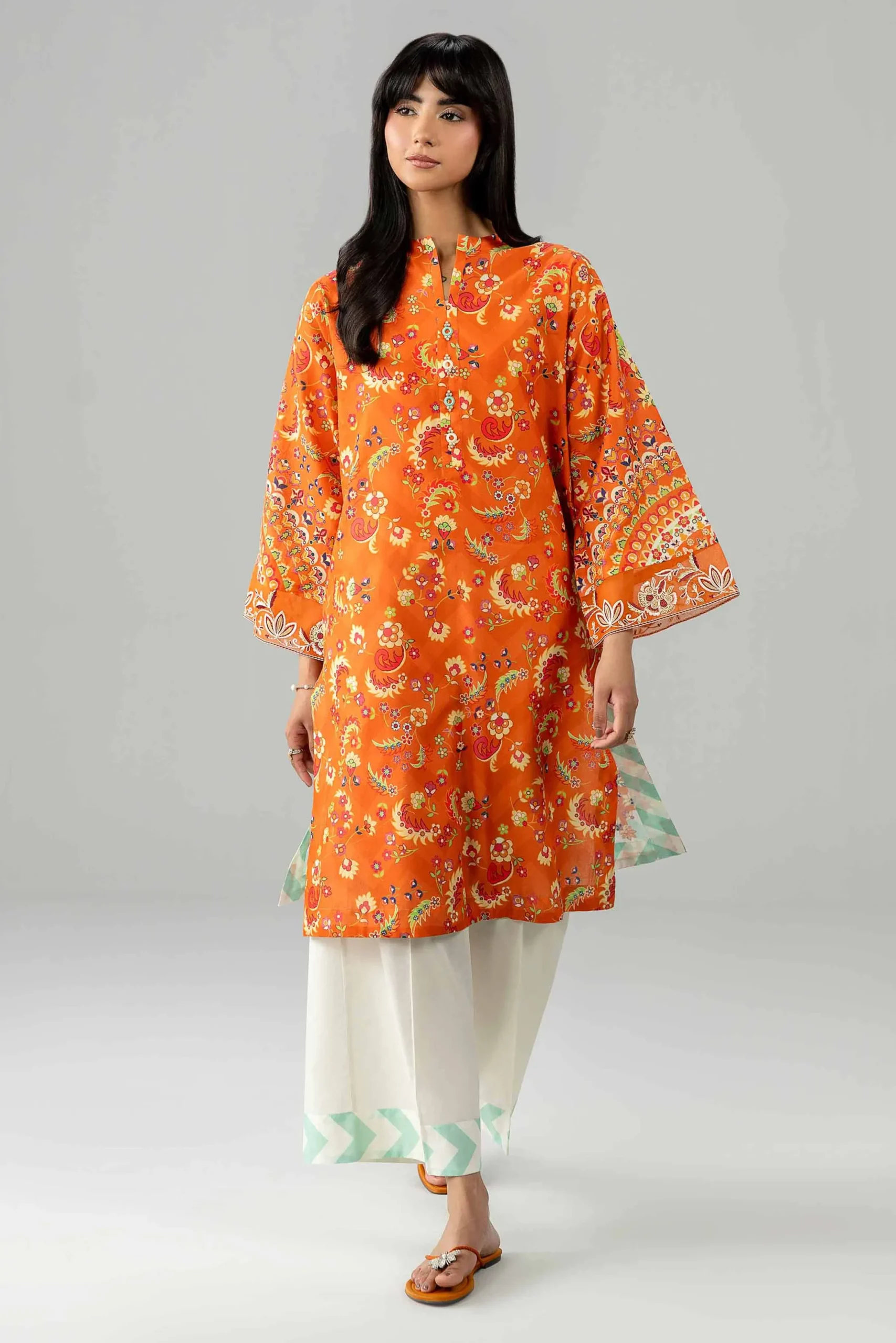 2 Piece - Printed Embroidered Suit - PE26-590