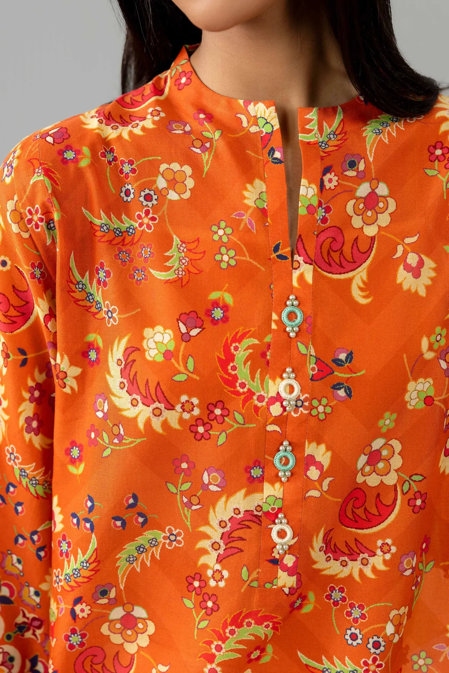 2 Piece - Printed Embroidered Suit - PE26-590