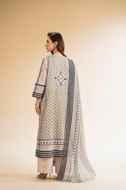 3 Piece - Printed Embroidered Suit - 42519173