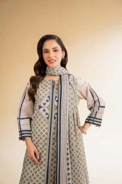 3 Piece - Printed Embroidered Suit - 42519173