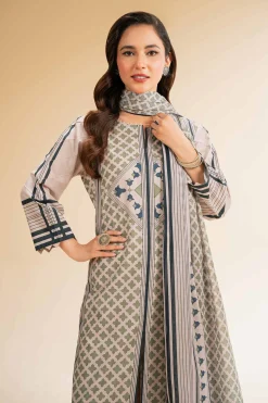 3 Piece - Printed Embroidered Suit - 42519173