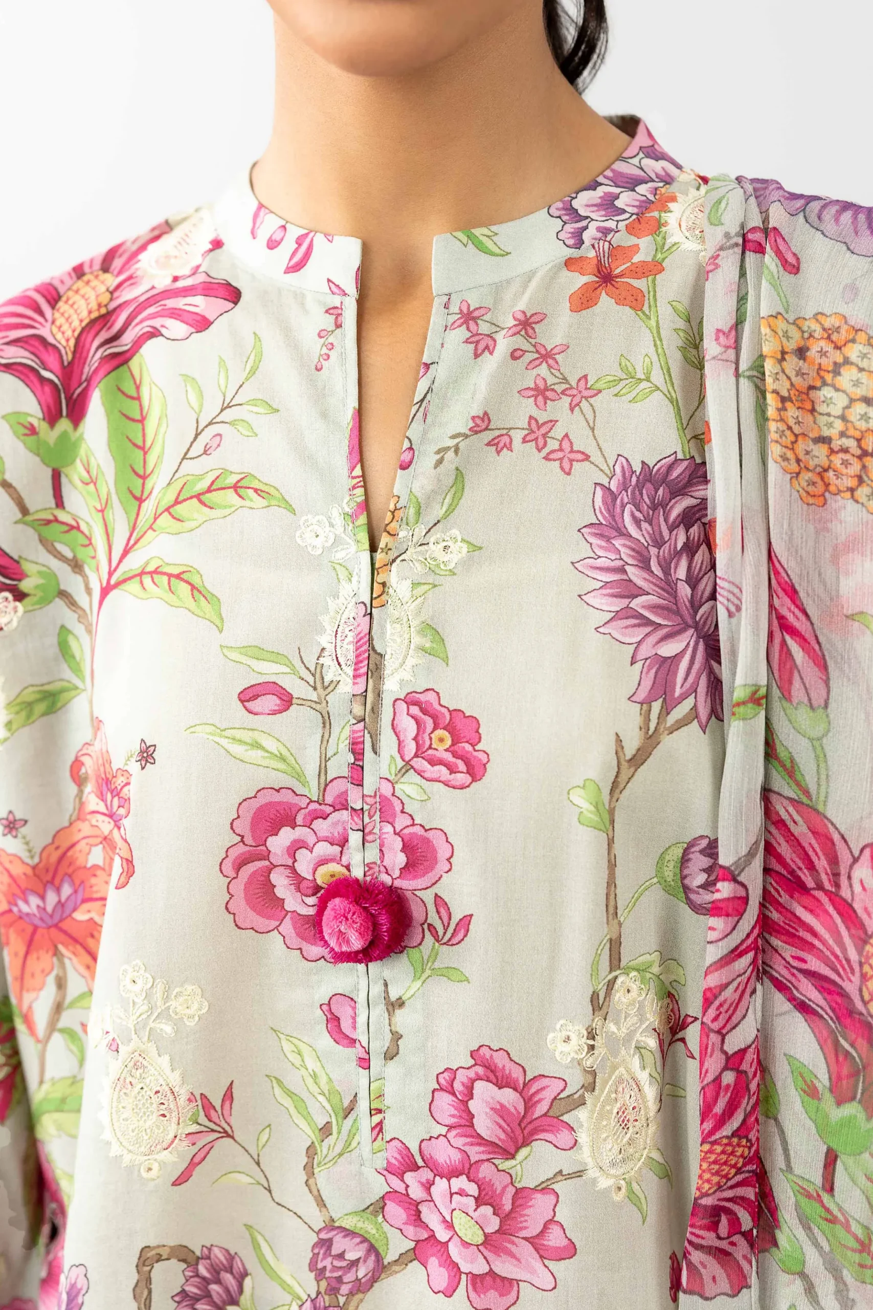 3 Piece - Printed Embroidered Suit - PE26-493
