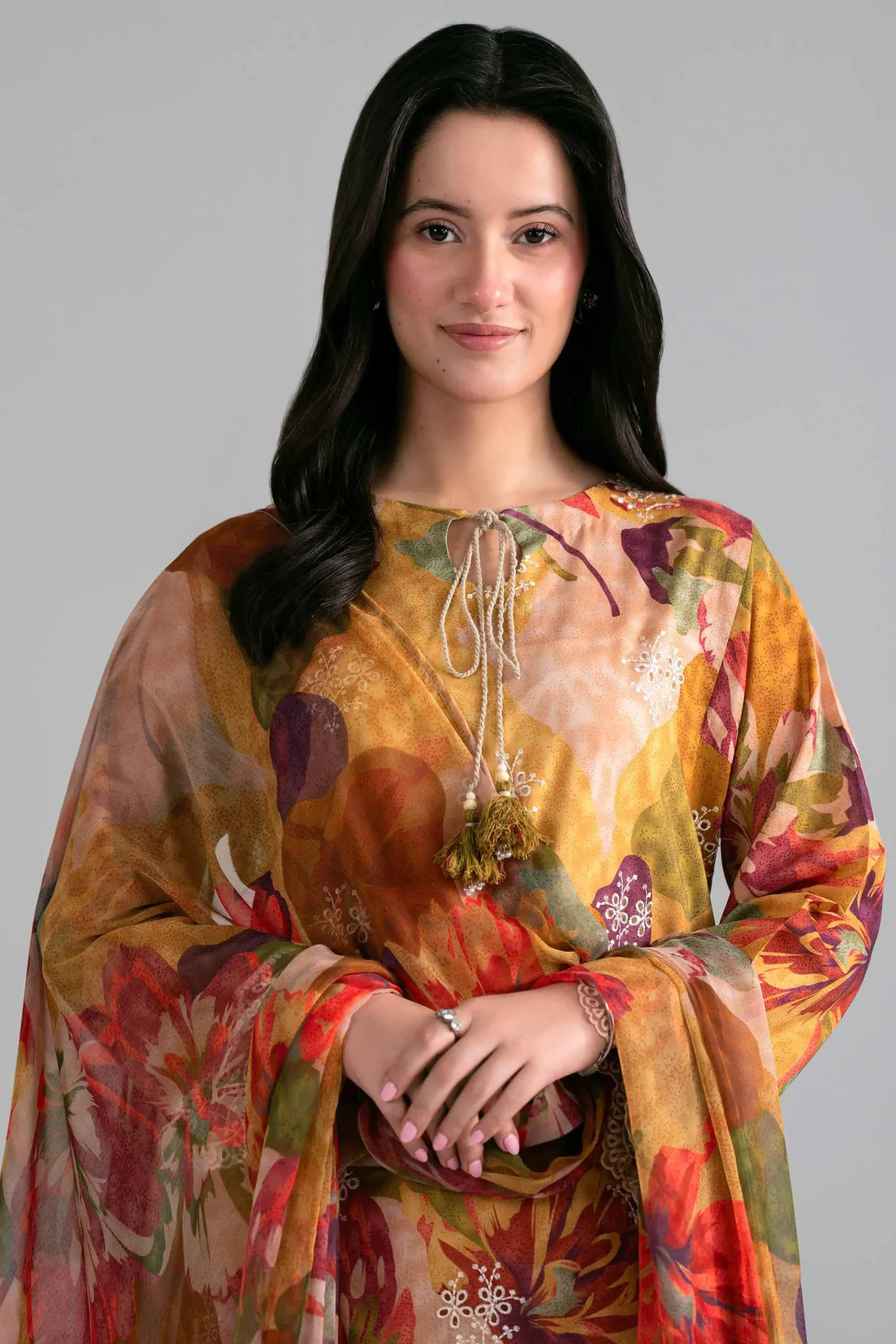 3 Piece - Printed Embroidered Suit - PE26-498