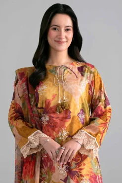 3 Piece - Printed Embroidered Suit - PE26-498