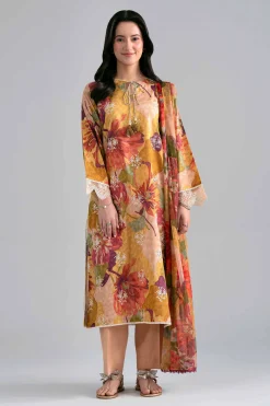 3 Piece - Printed Embroidered Suit - PE26-498