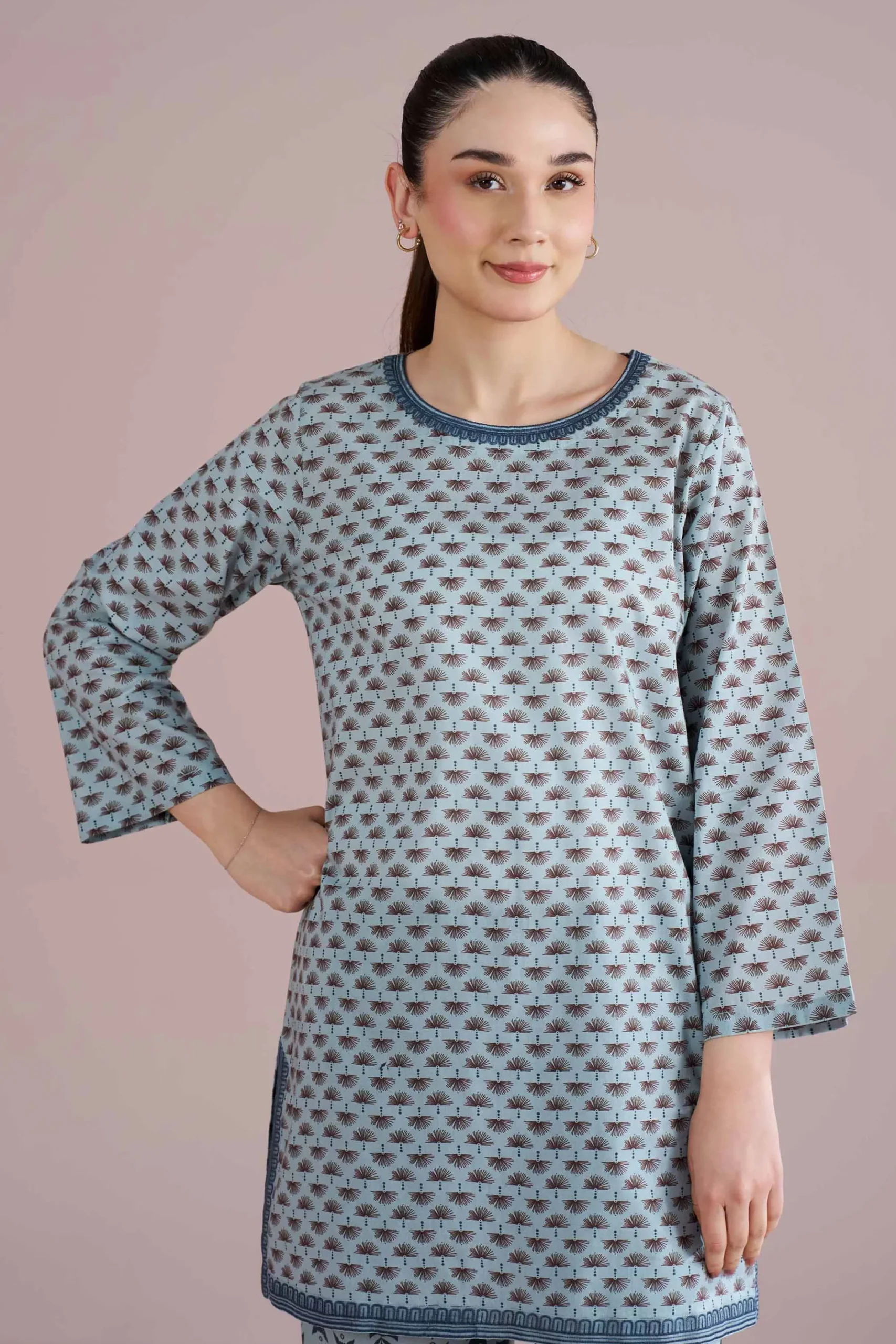 2 Piece - Printed Embroidered Suit - PE26-202
