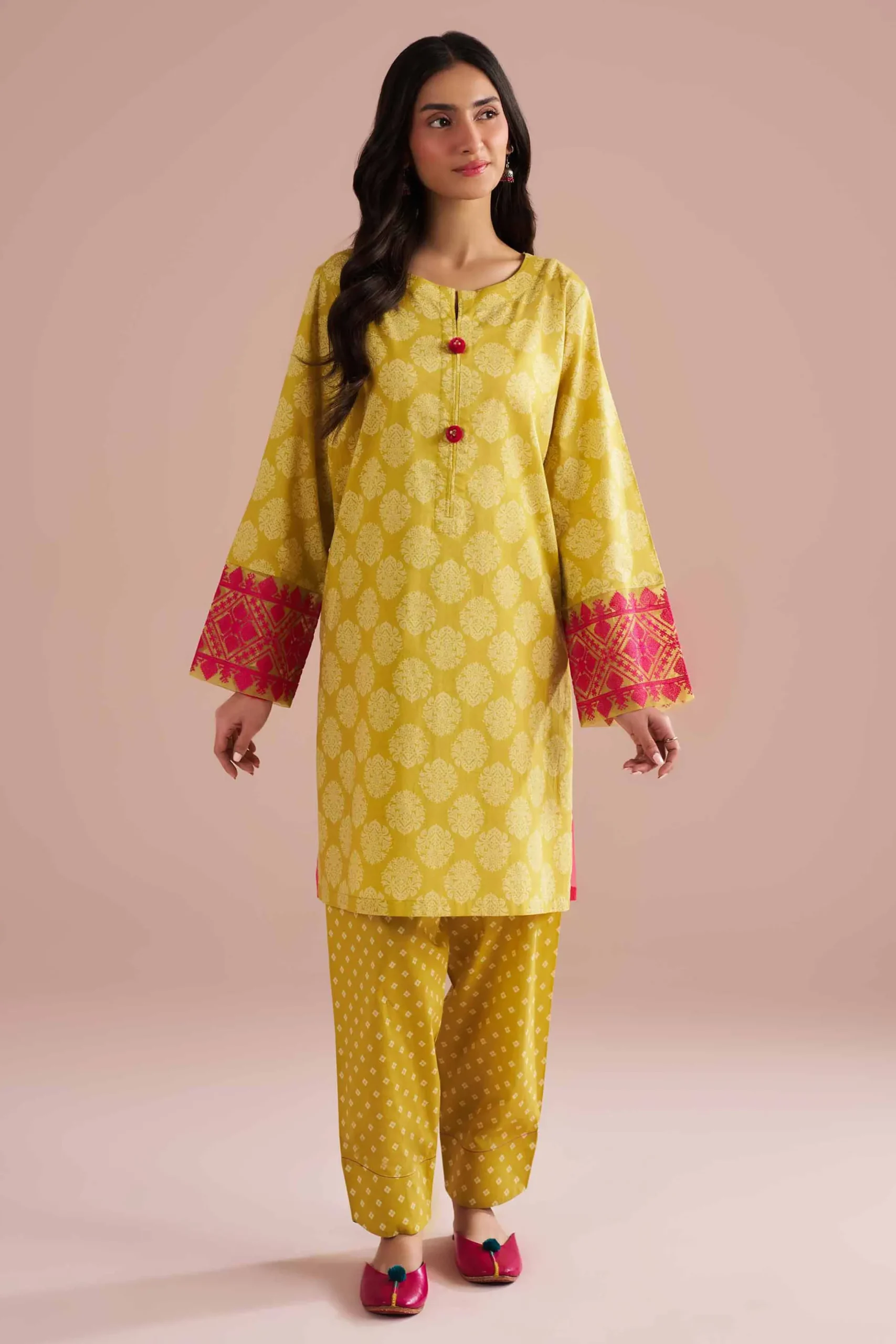 2 Piece - Printed Embroidered Suit - PE26-208