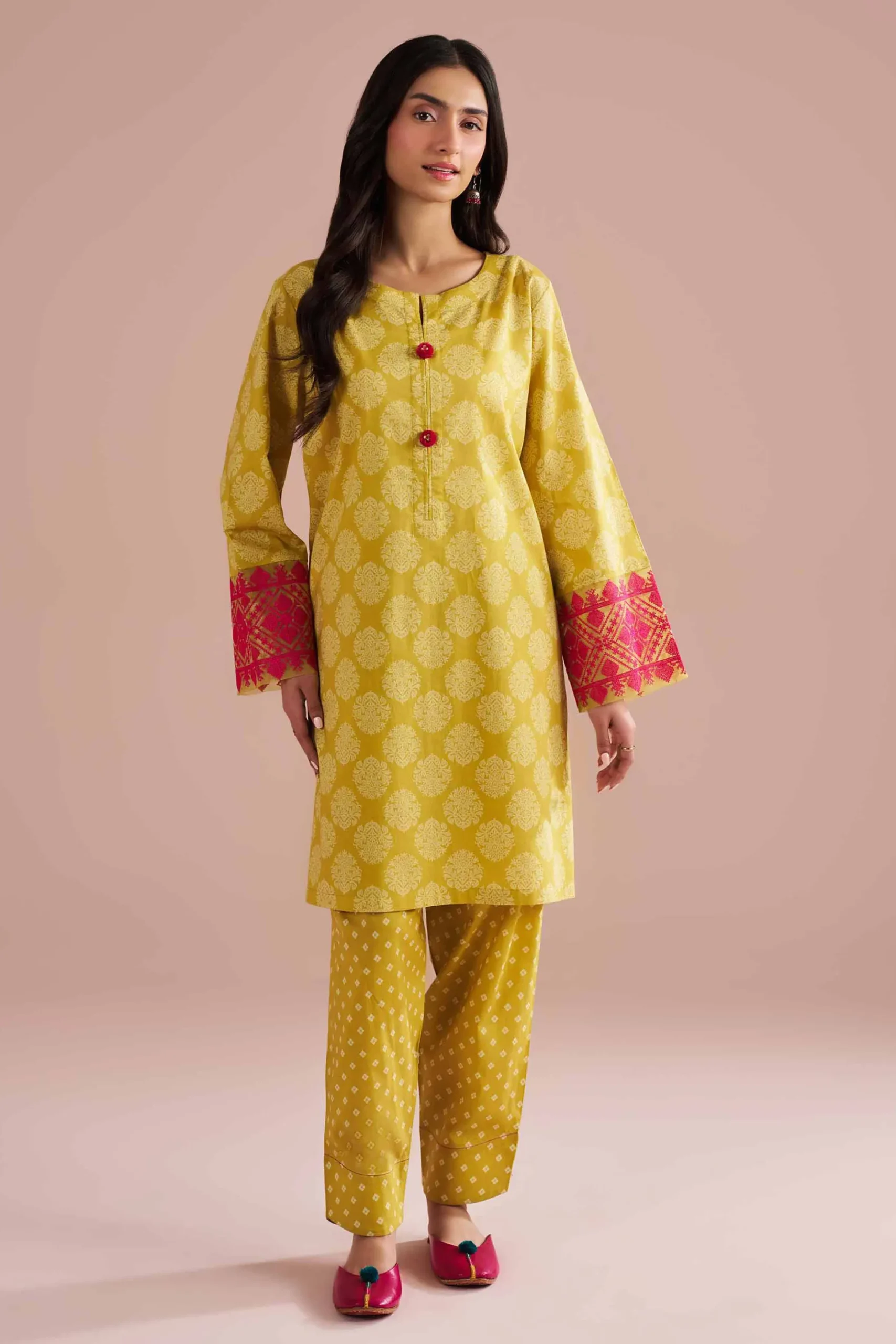2 Piece - Printed Embroidered Suit - PE26-208