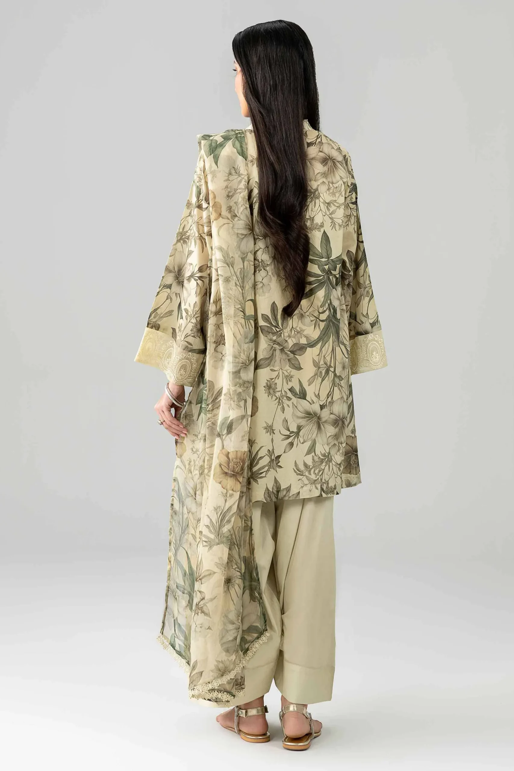 3 Piece - Printed Embroidered Suit - PE26-497