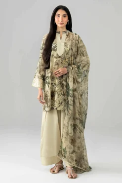 3 Piece - Printed Embroidered Suit - PE26-497