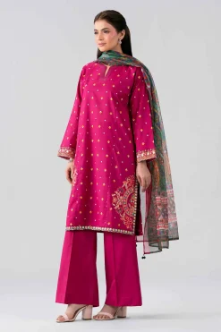 3 Piece - Printed Embroidered Suit - PE26-507