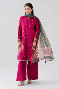 3 Piece - Printed Embroidered Suit - PE26-507