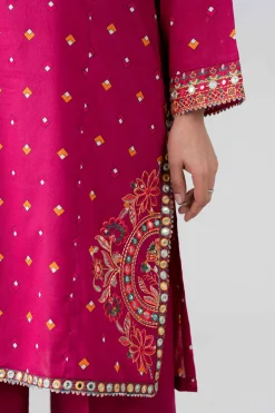 3 Piece - Printed Embroidered Suit - PE26-507