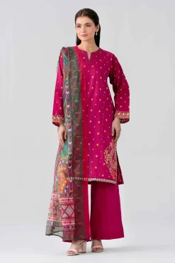 3 Piece - Printed Embroidered Suit - PE26-507