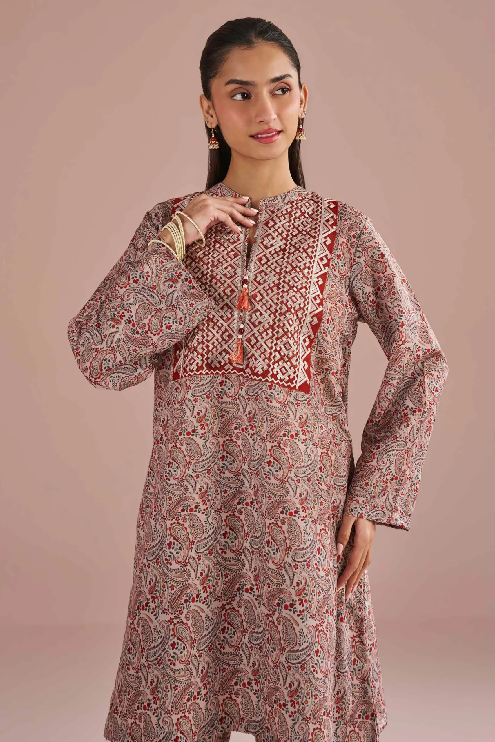 2 Piece - Printed Embroidered Suit - PE26-28