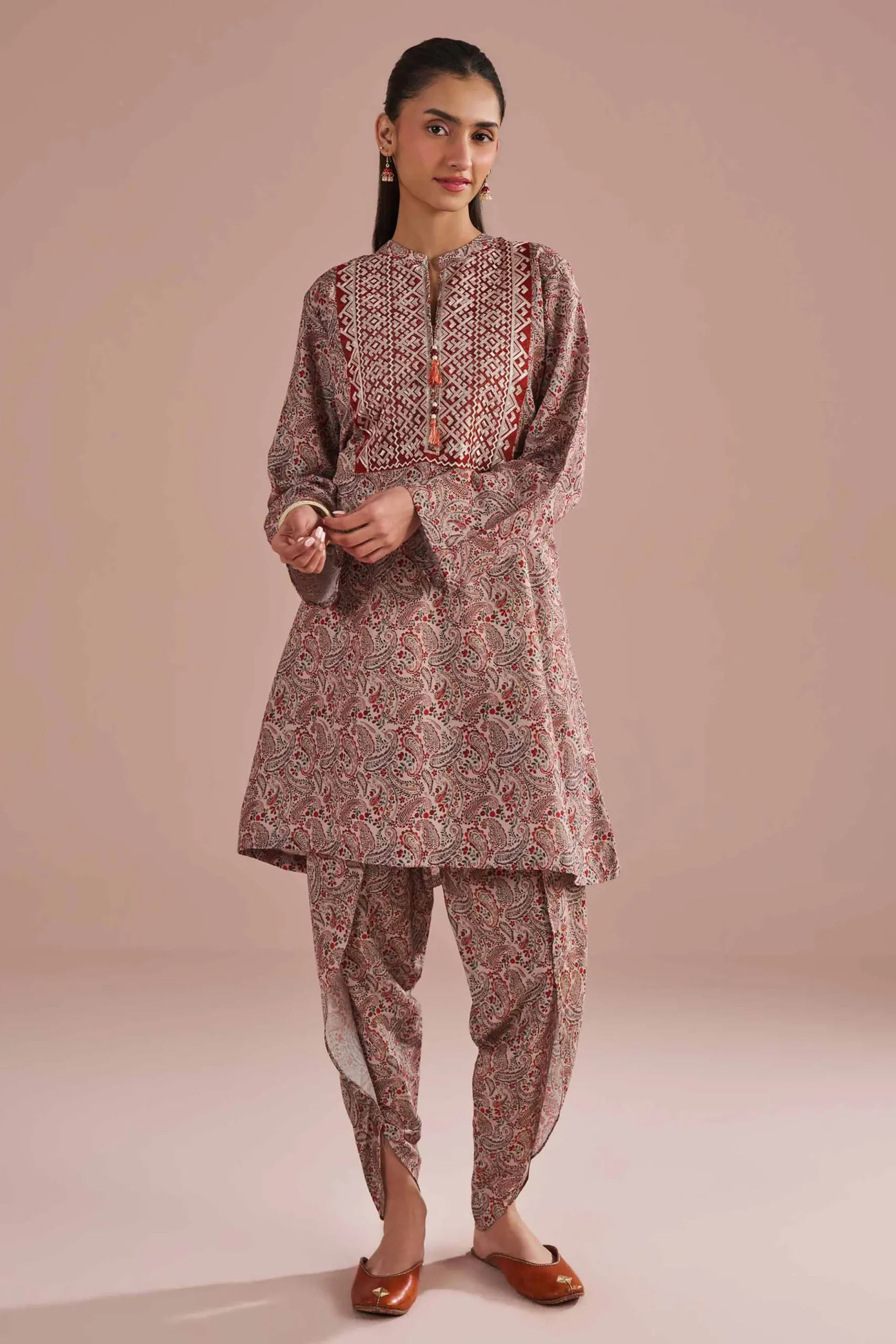 2 Piece - Printed Embroidered Suit - PE26-28