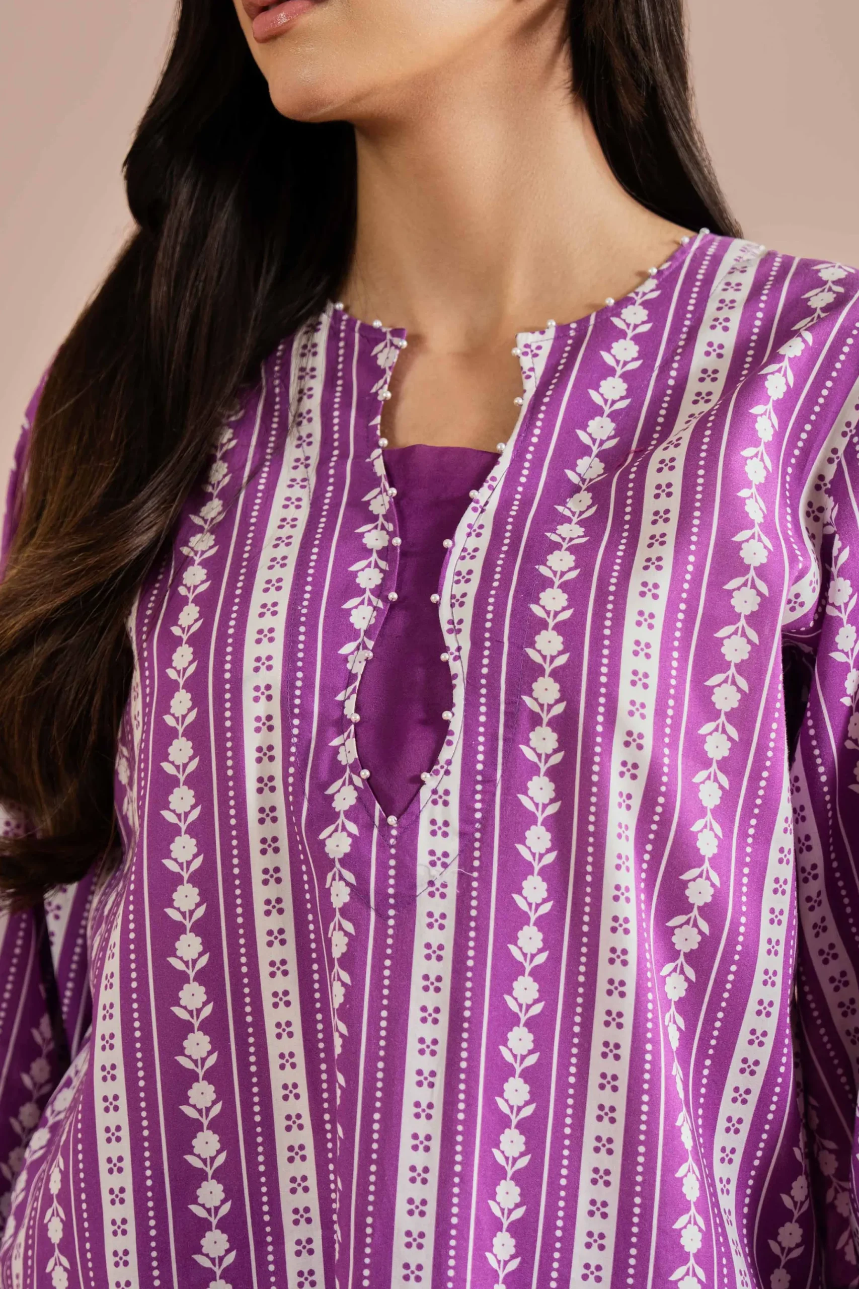 2 Piece - Printed Embroidered Suit - PE26-209