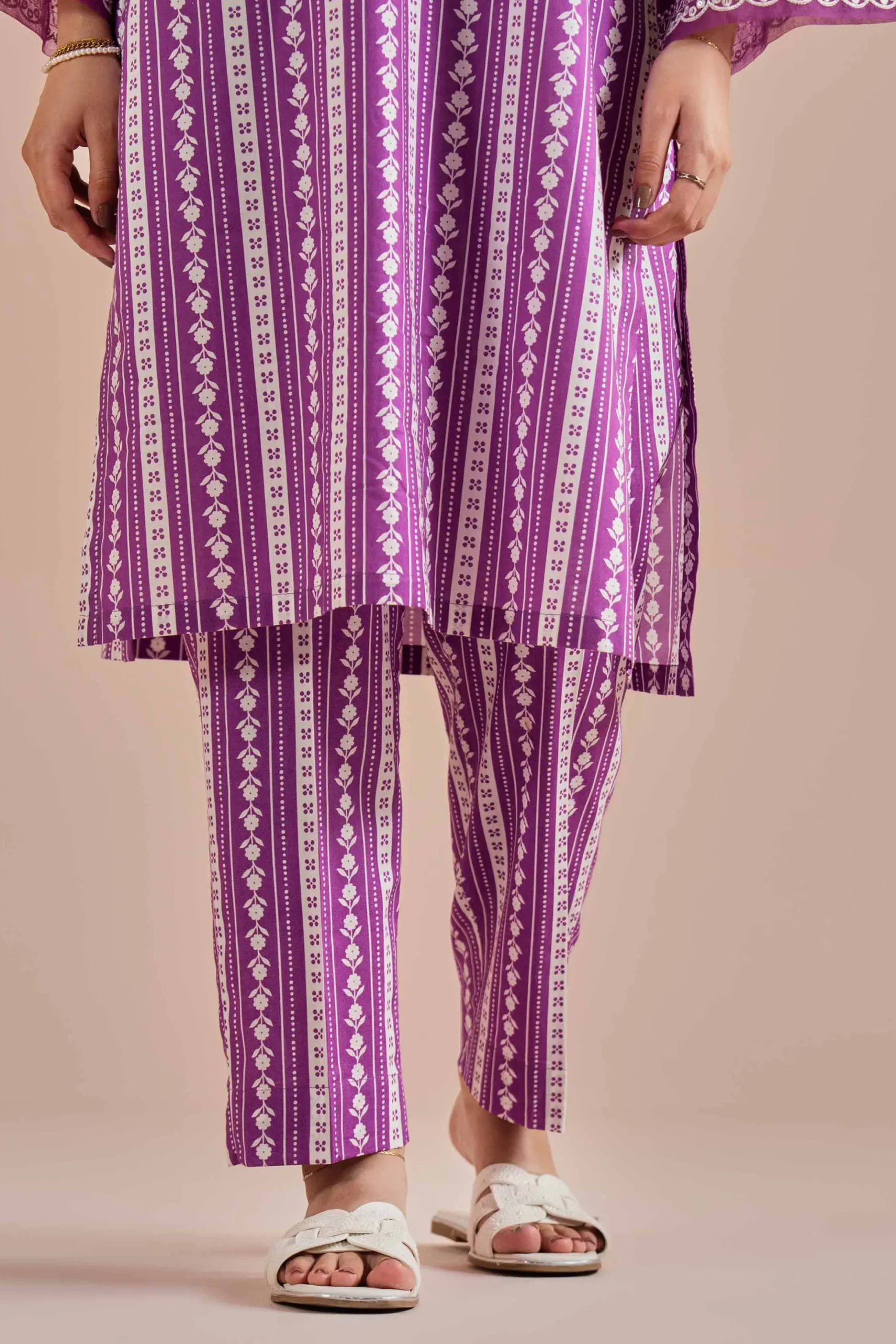 2 Piece - Printed Embroidered Suit - PE26-209