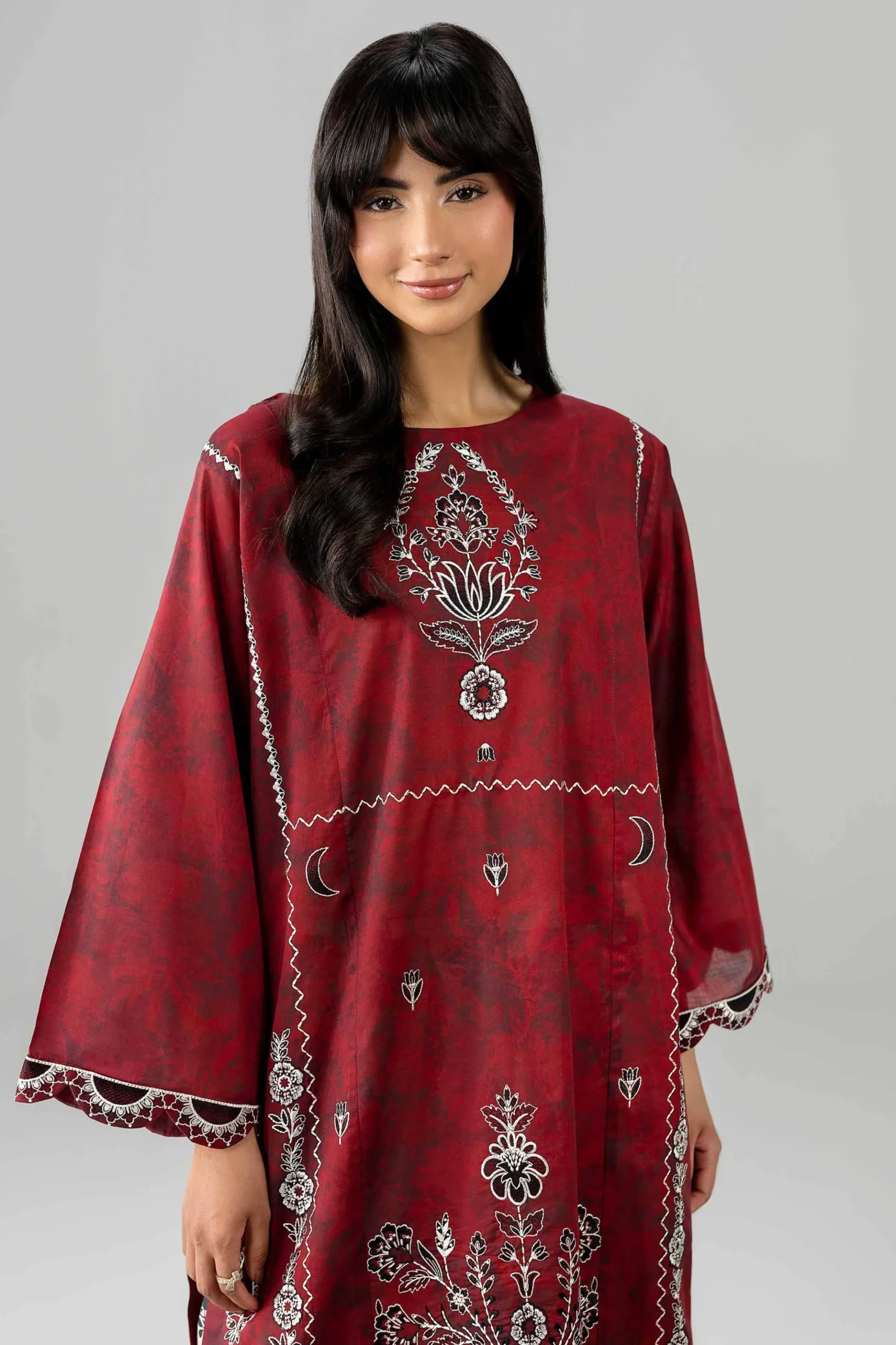 2 Piece - Printed Embroidered Suit - PE26-585