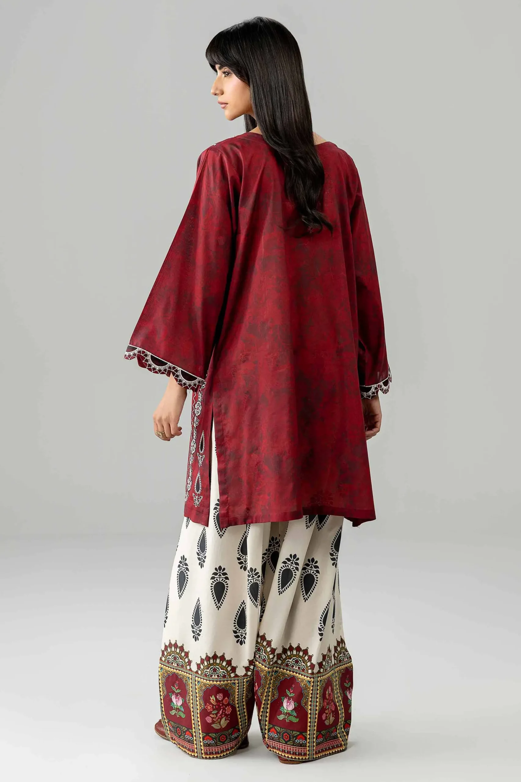2 Piece - Printed Embroidered Suit - PE26-585