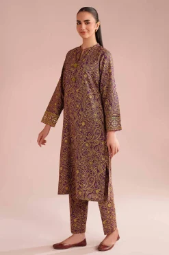 2 Piece - Printed Embroidered Suit - PE26-199