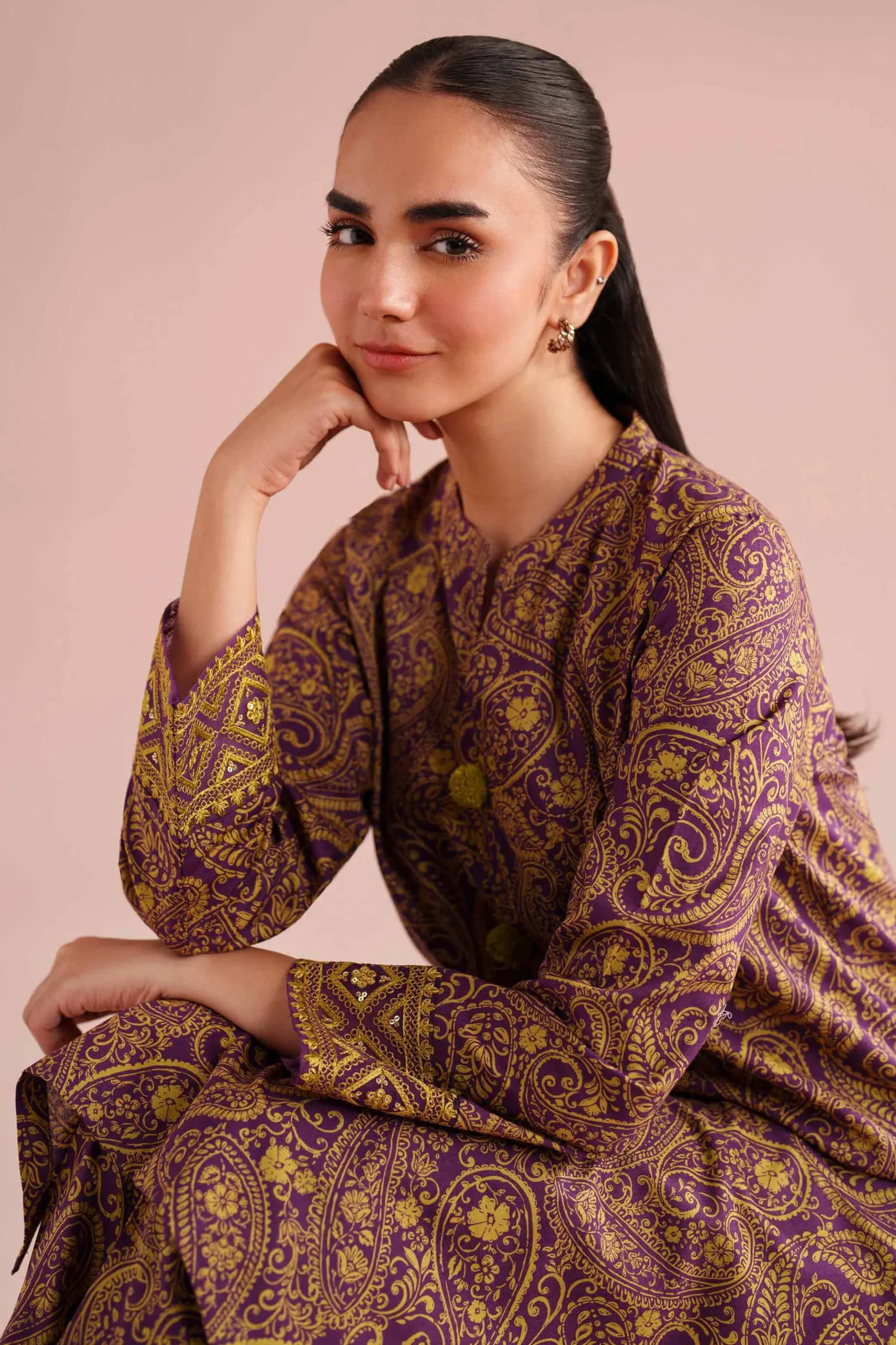 2 Piece - Printed Embroidered Suit - PE26-199