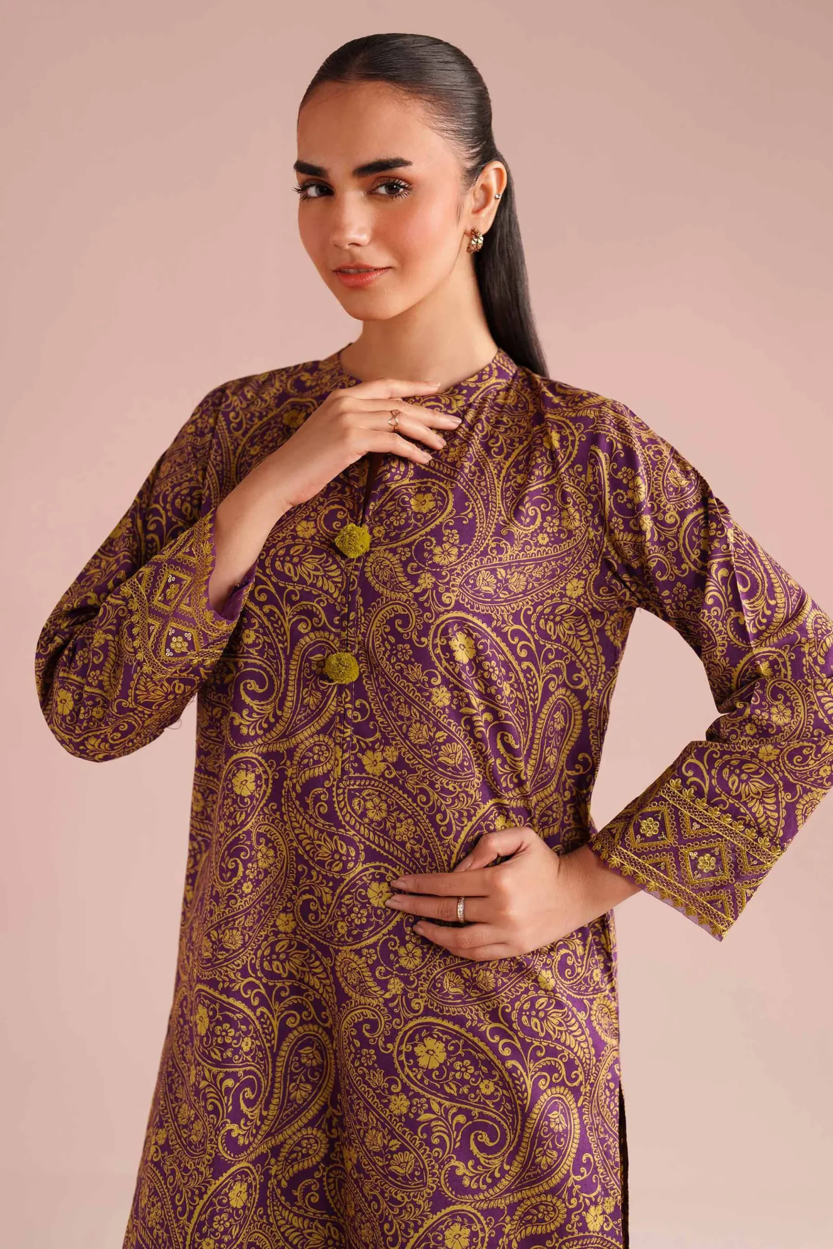 2 Piece - Printed Embroidered Suit - PE26-199