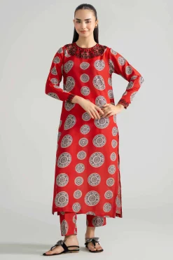 2 Piece - Printed Embroidered Suit - PE26-349