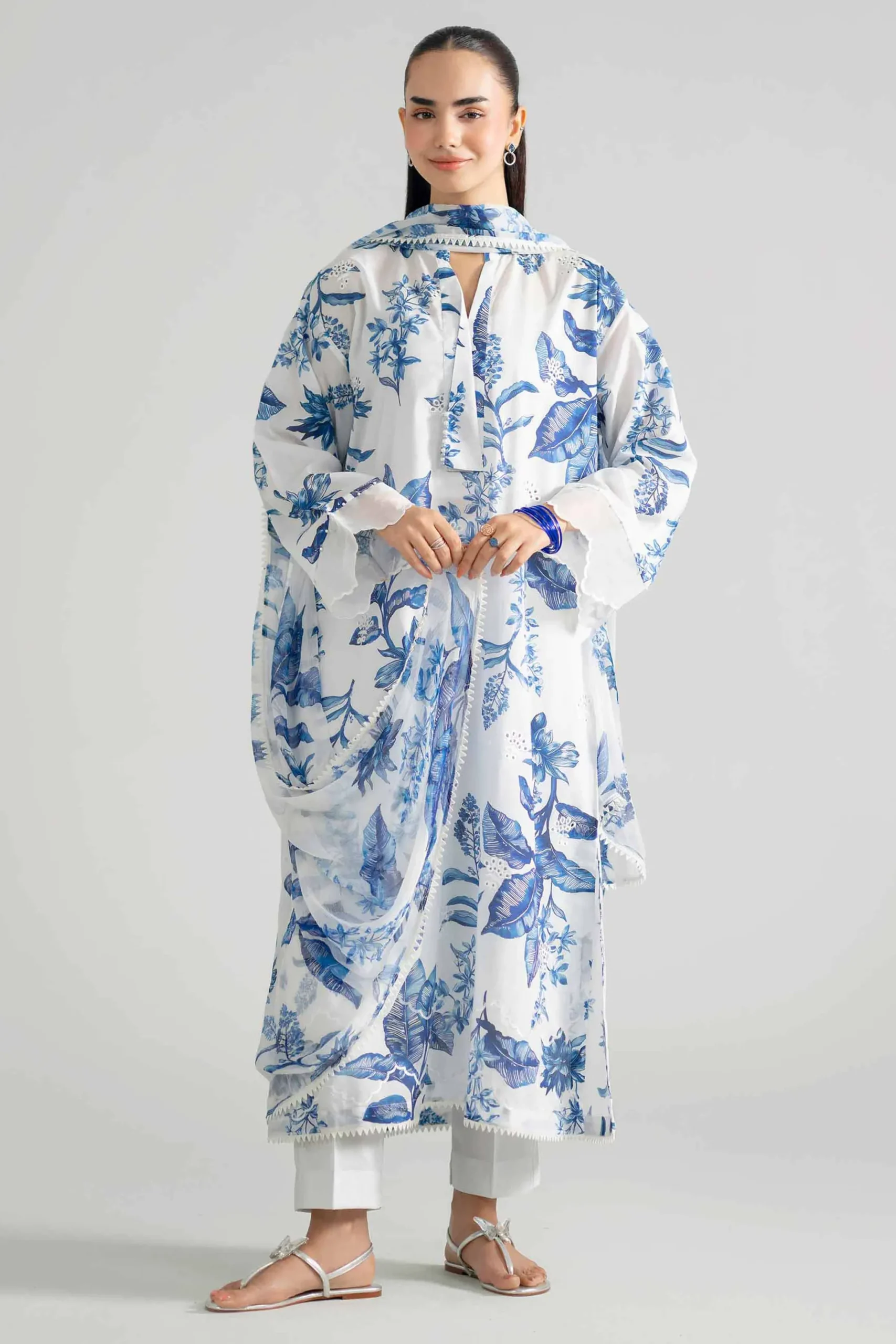 3 Piece - Printed Embroidered Suit - PE26-494