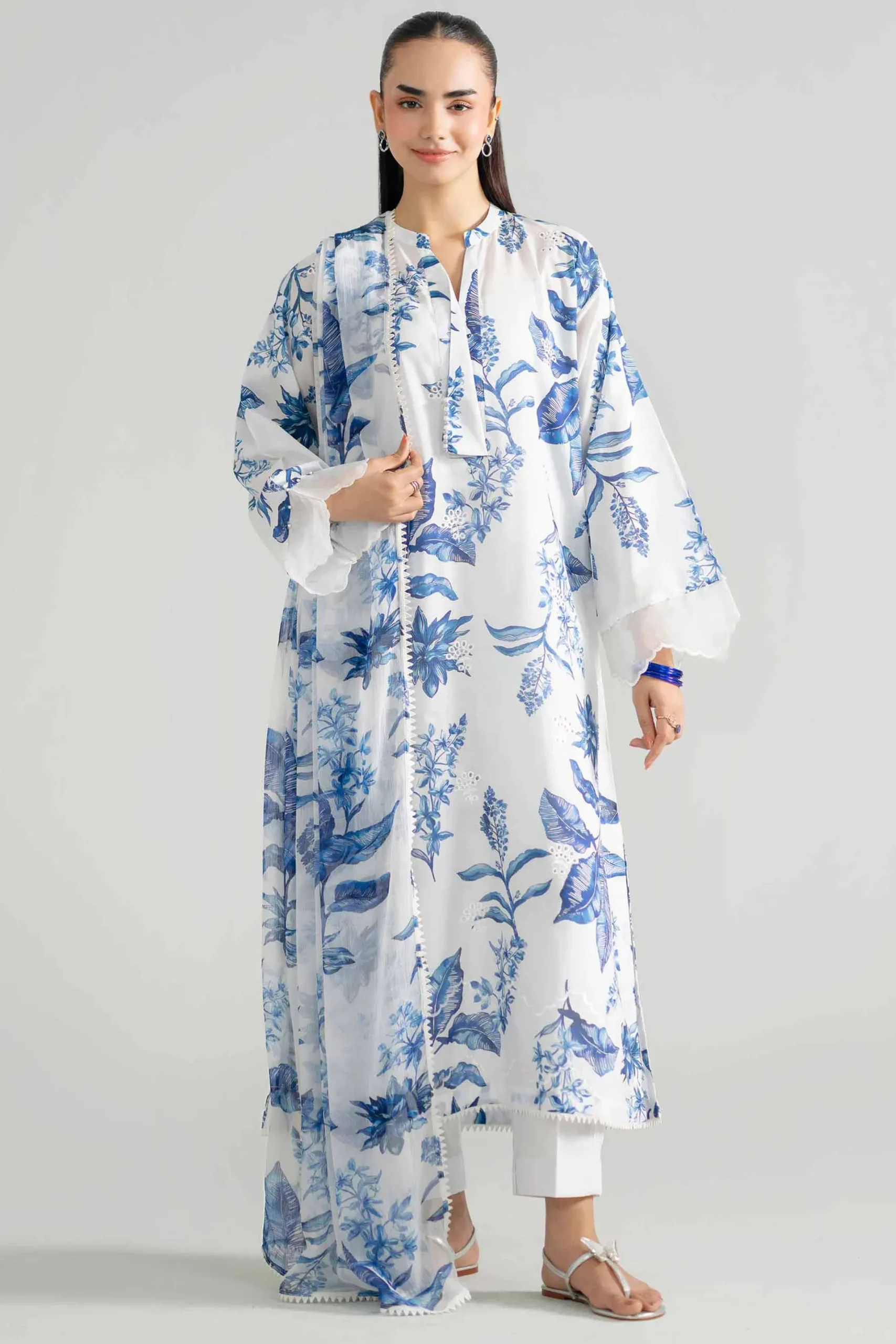 3 Piece - Printed Embroidered Suit - PE26-494