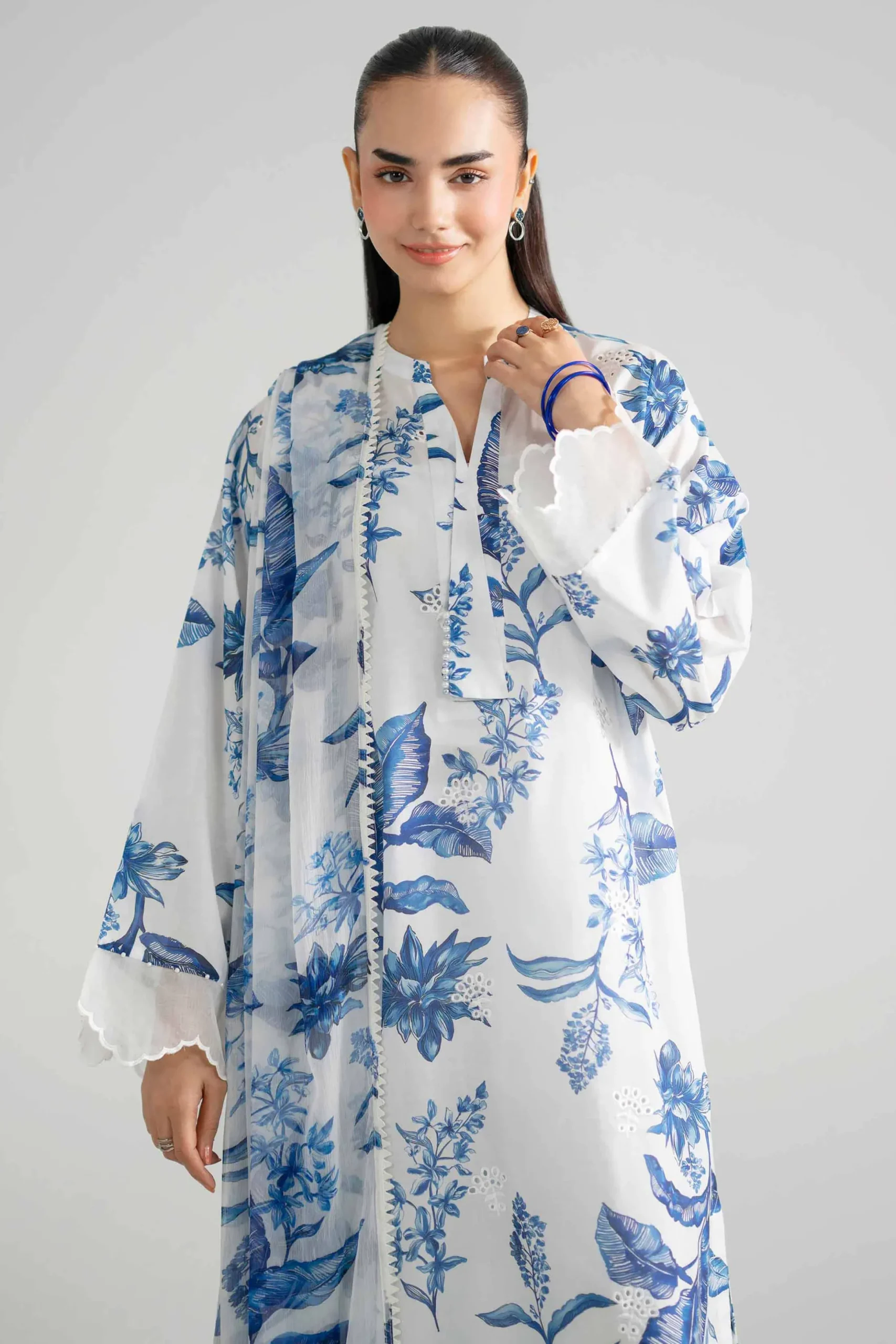 3 Piece - Printed Embroidered Suit - PE26-494