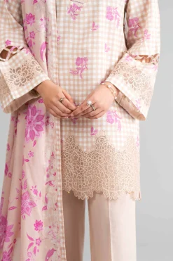 3 Piece - Printed Embroidered Suit - 42601857