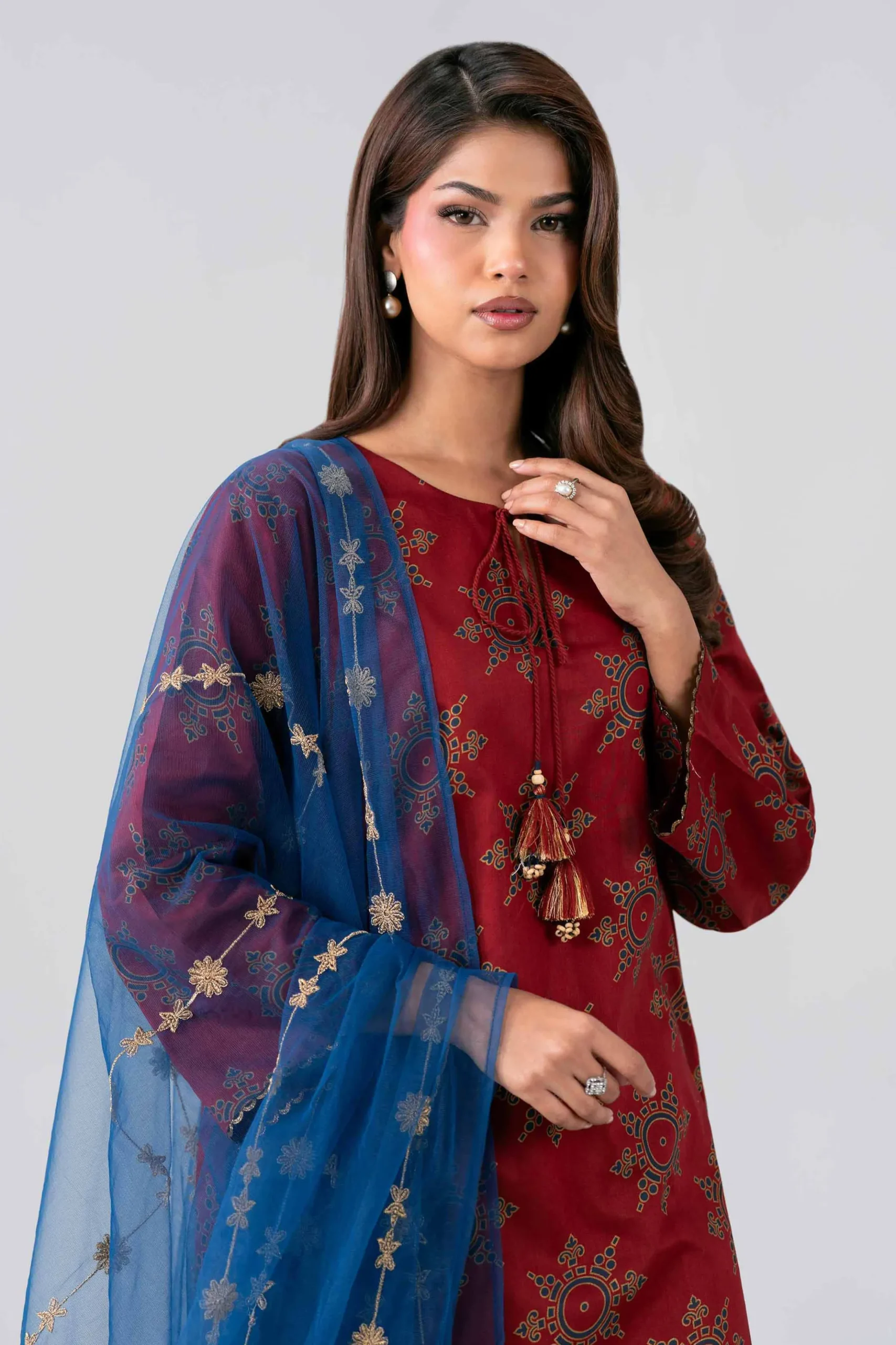 2 Piece - Printed Embroidered Suit - PE26-440