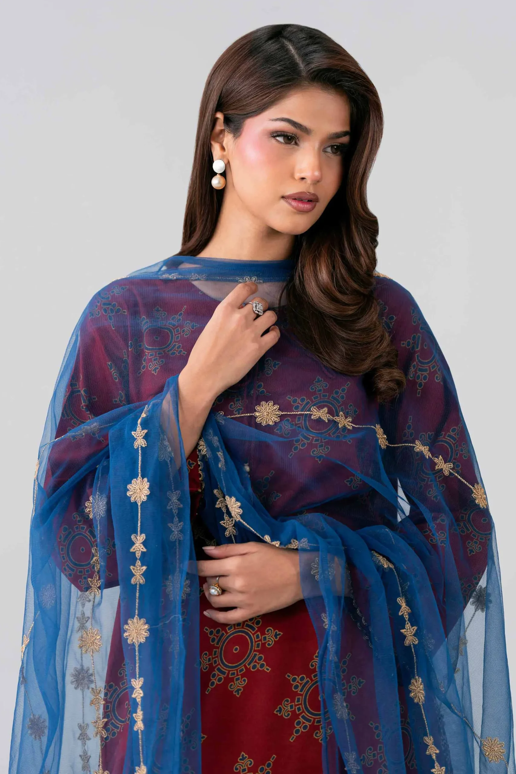 2 Piece - Printed Embroidered Suit - PE26-440