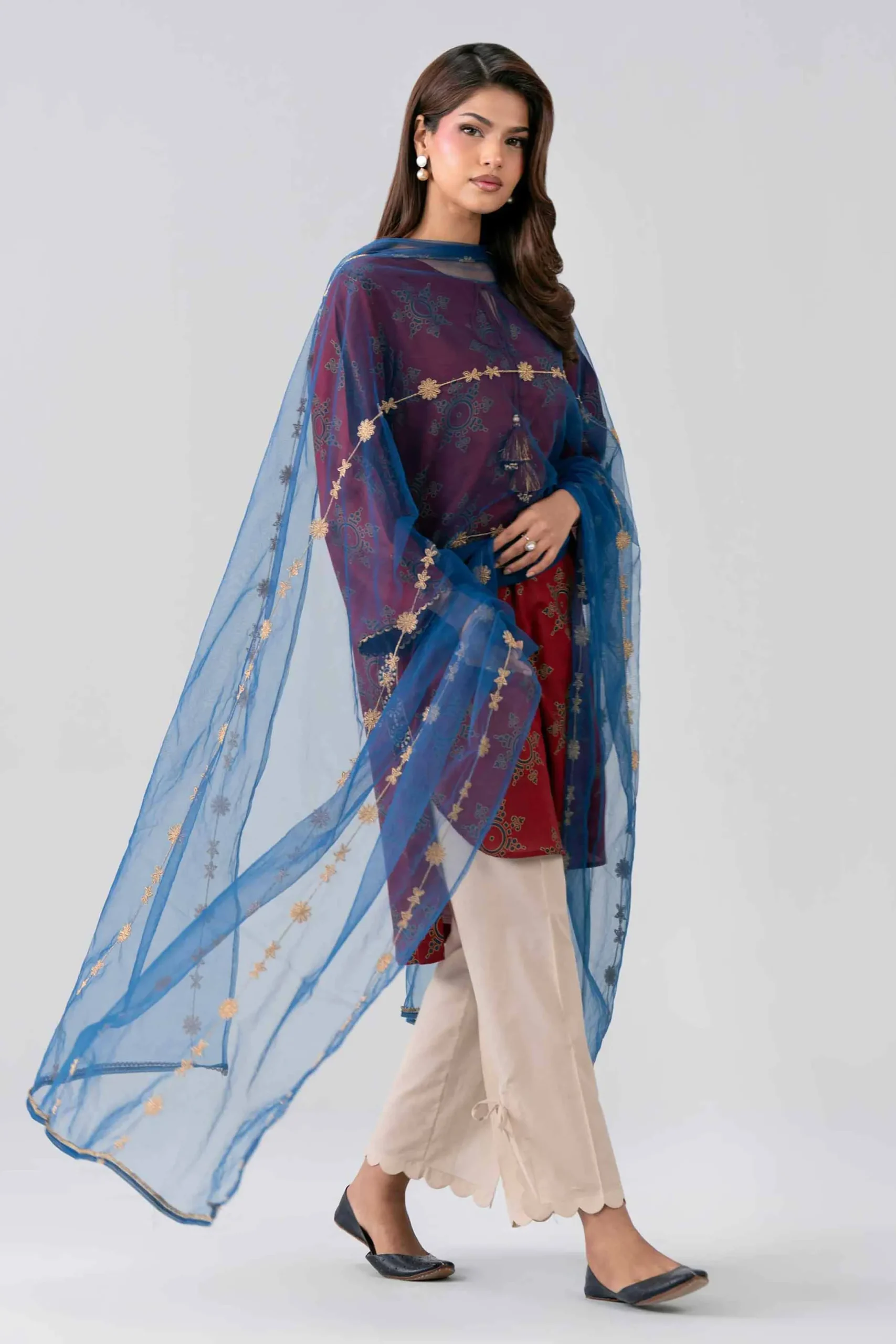 2 Piece - Printed Embroidered Suit - PE26-440
