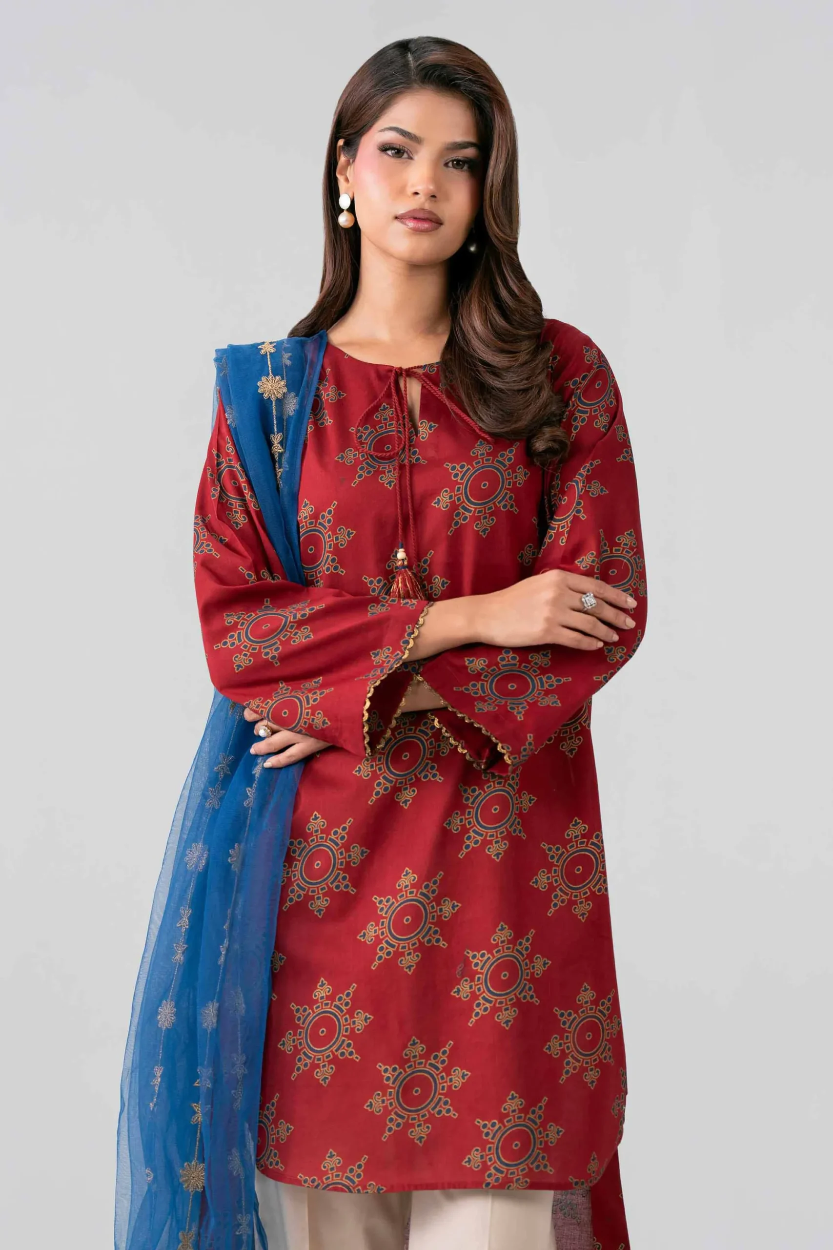 2 Piece - Printed Embroidered Suit - PE26-440