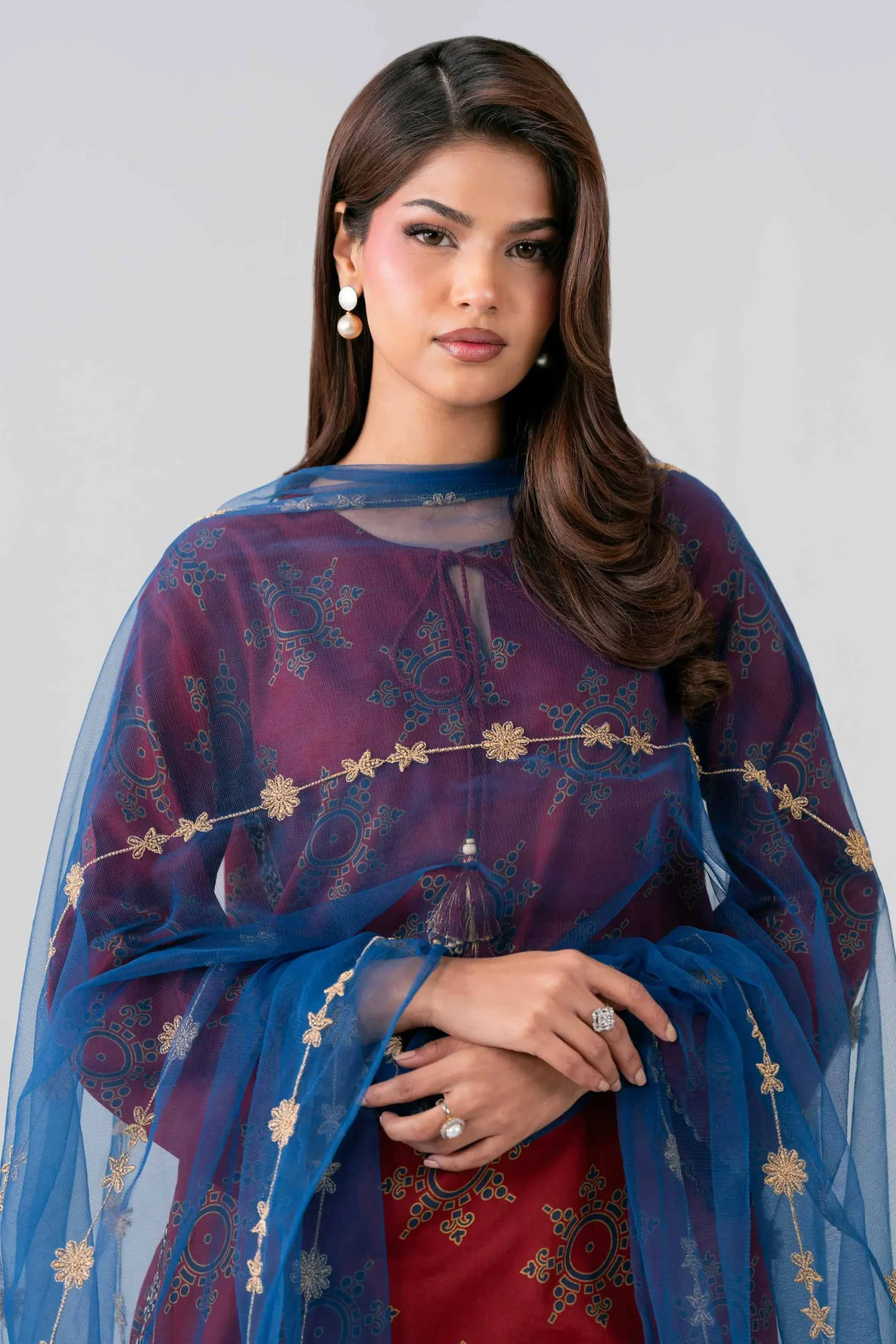 2 Piece - Printed Embroidered Suit - PE26-440