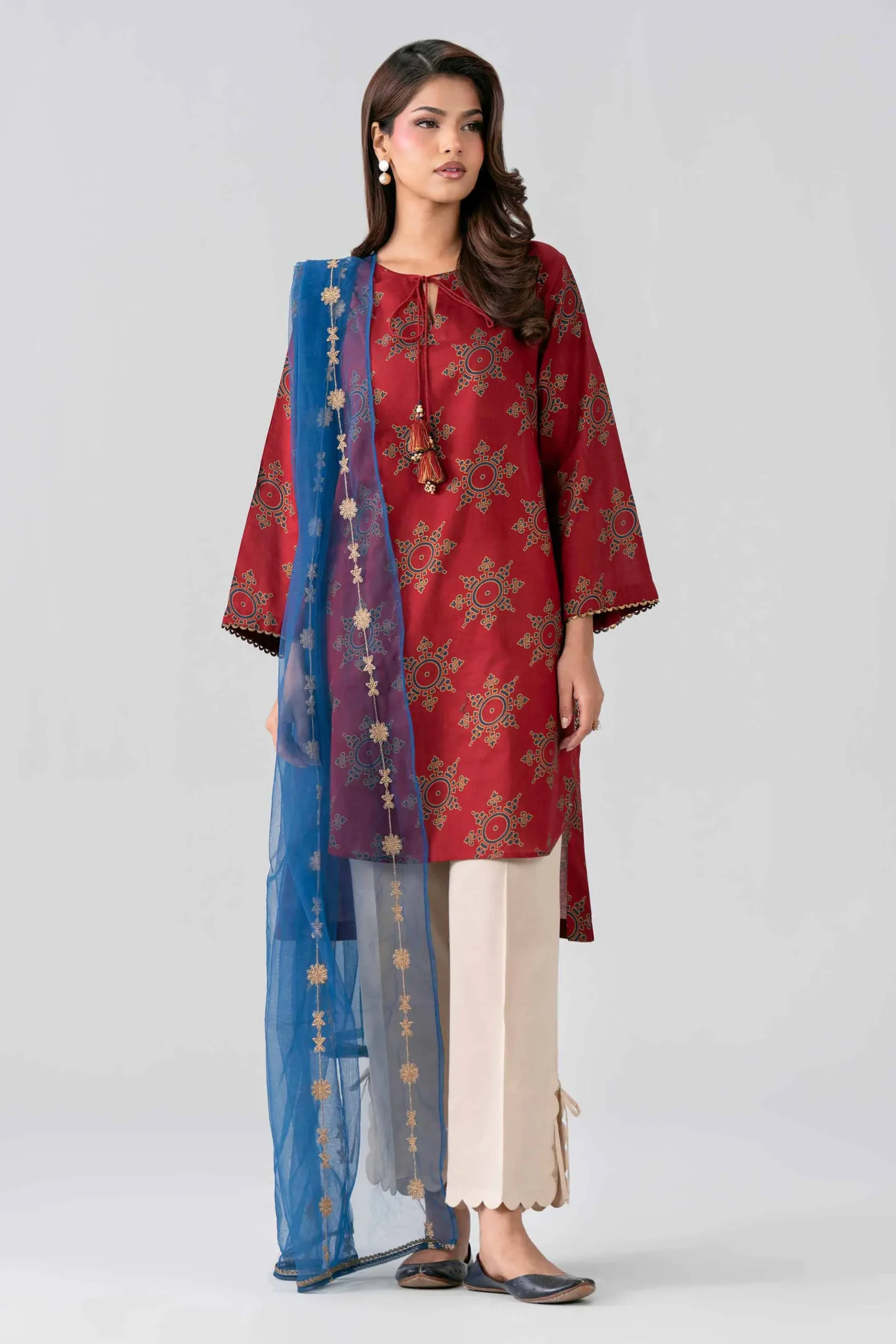 2 Piece - Printed Embroidered Suit - PE26-440