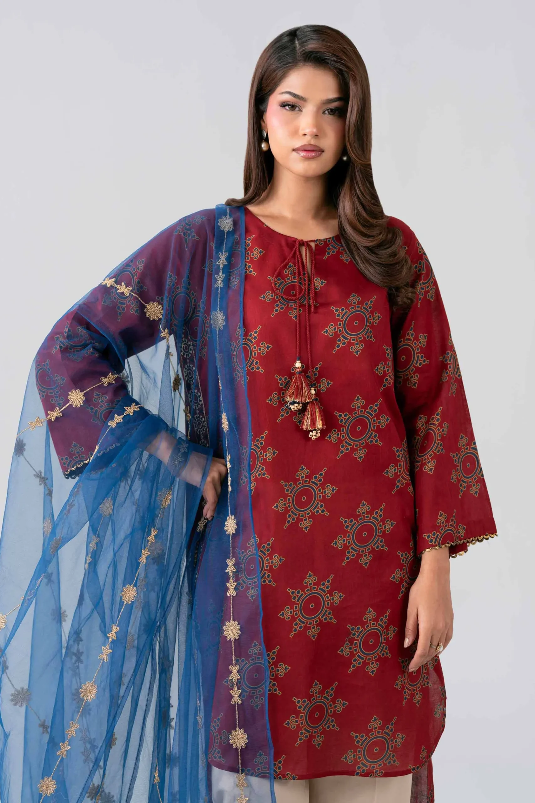 2 Piece - Printed Embroidered Suit - PE26-440