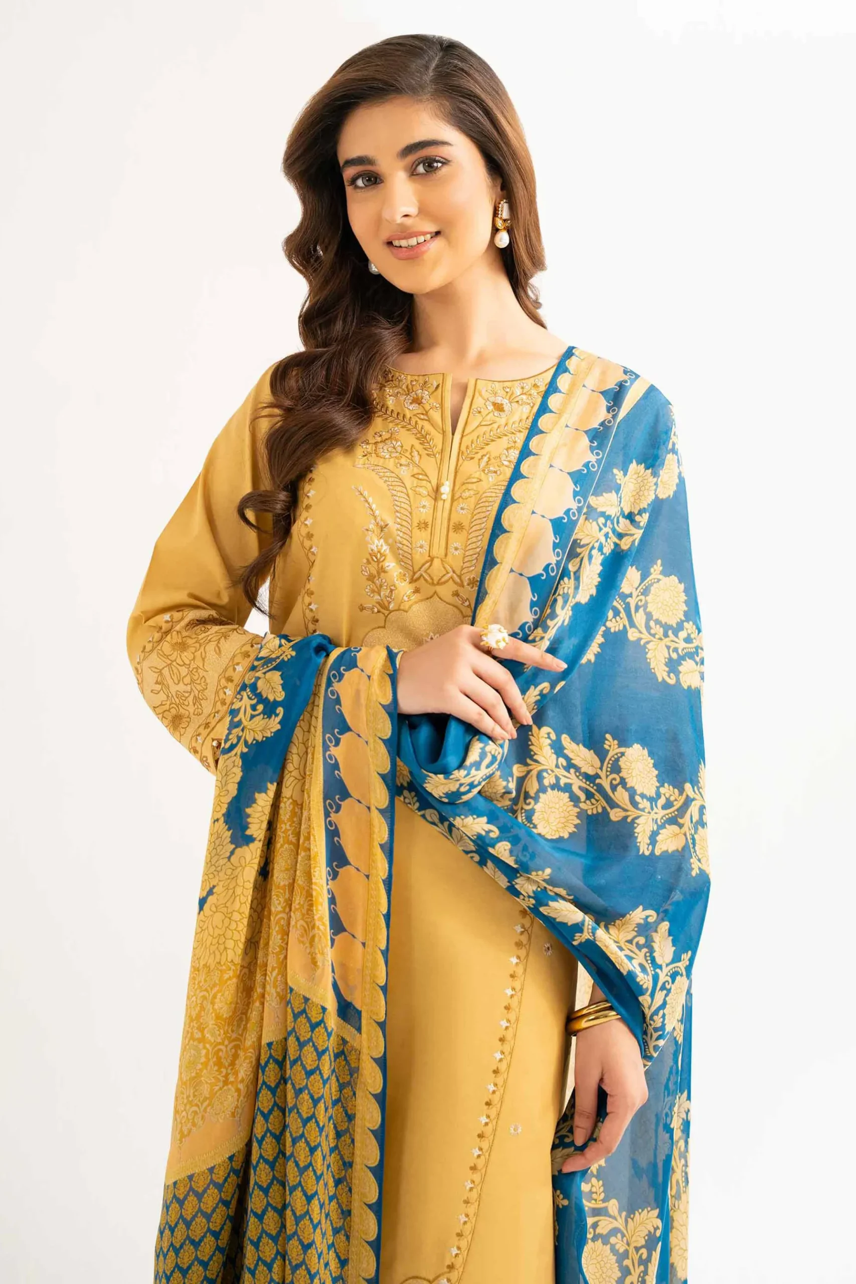 3 Piece - Printed Embroidered Suit - 42519168