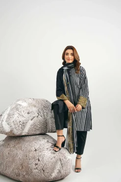 3 Piece - Printed Embroidered Suit - 42502030